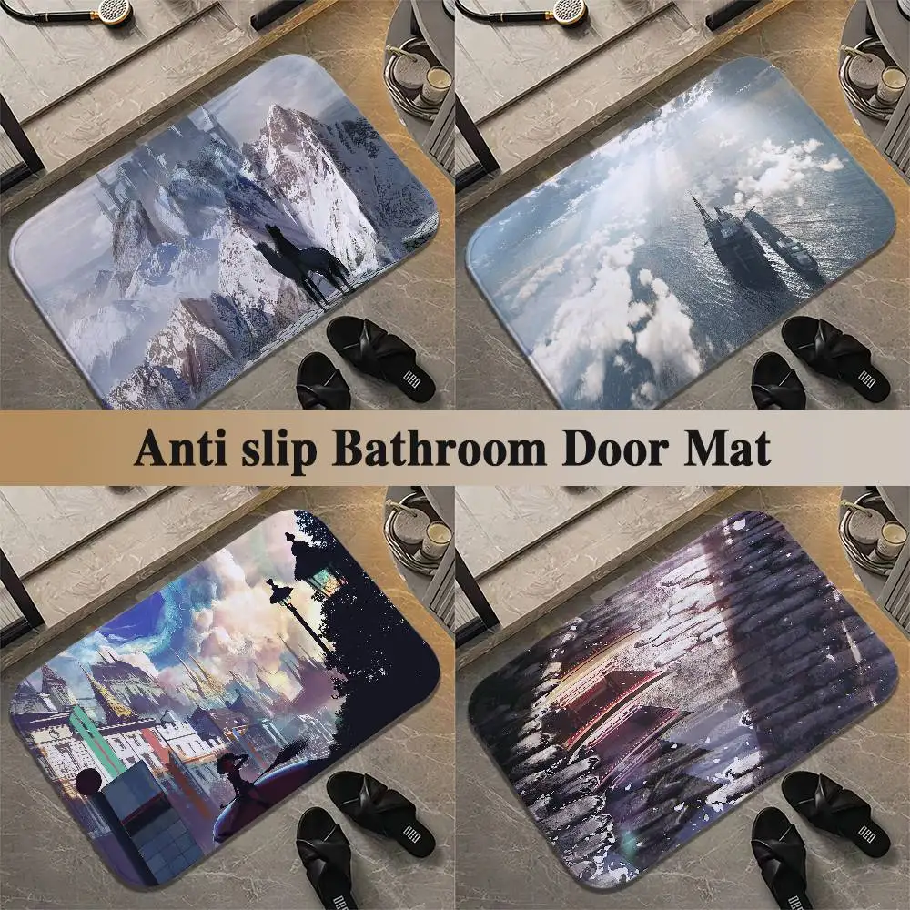 

Street View Of Anime Girls Floor Mat Printed Large Carpets Living Room And Bedroom Carpets Bathroom Anti Slip Door MATS Small