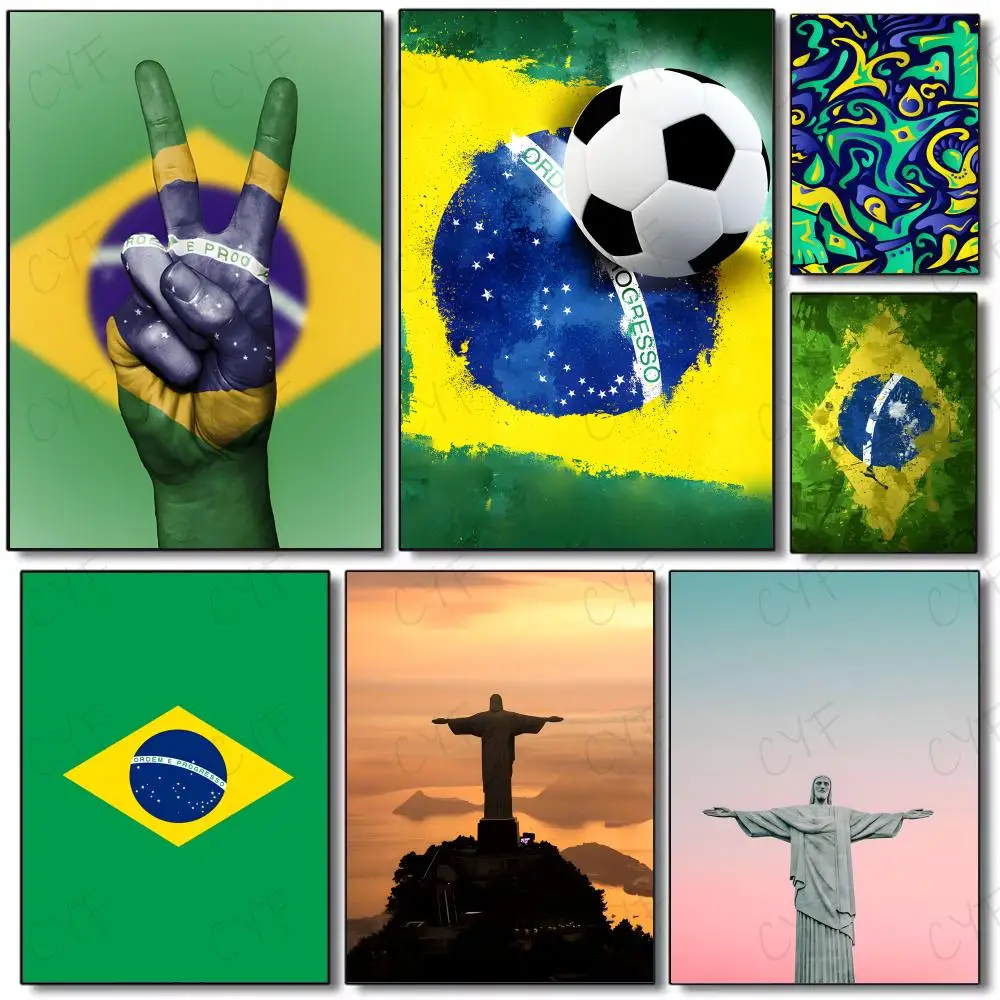 Vibrant Diverse Cultural Country Art B-Brazil Poster Poster Painting Wall Art Mural for Living Room Home Decor and Gifts