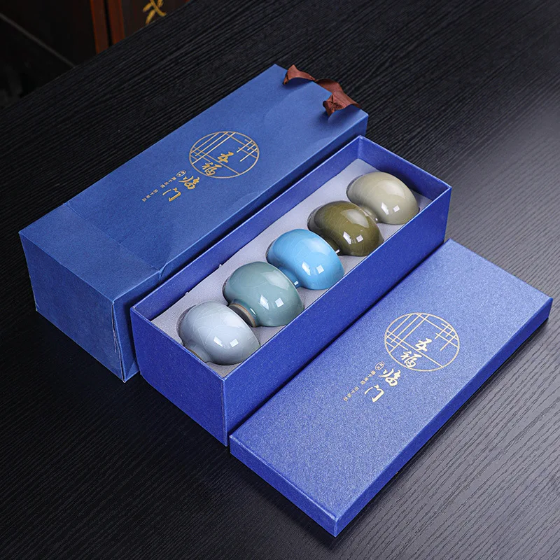 Chinese Imperial Style Master Tea Cup Landscape Pattern Ceramic Personal Cup Gift Box for Office Elder