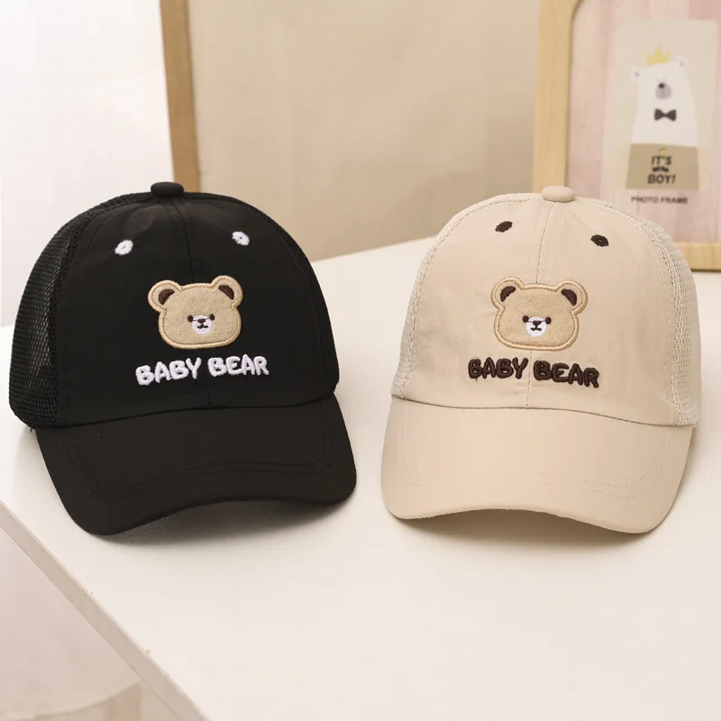 

Детская бейсболка с милым мультяшным медведем, летняя сетчатая кепка с утиным языком, От 3 до 8 лет, солнцезащитные козырьки на открытом воздухе для мальчиков и девочек, сетчатая детская шляпа от солнца