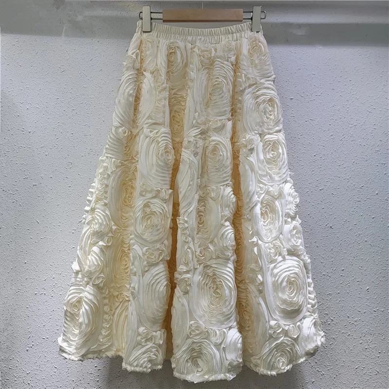 Skirts Women Mid Length Skirt A Line Vintage Floral Elastic Waist Slim Fit Elegant Splice Y2k Streetwear Work 2026 Spring