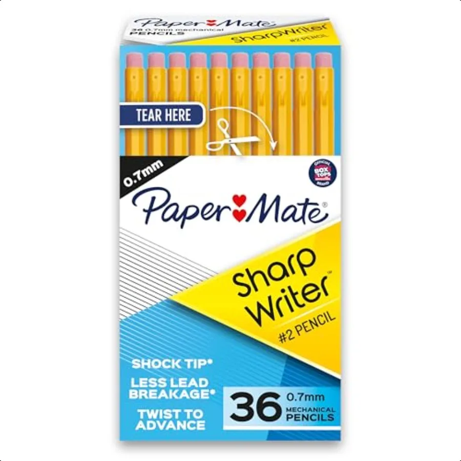 Lápis Mecânico SharpWriter 0,7 mm 2 Lápis para plugues escolares Amarelo 36 Contagens