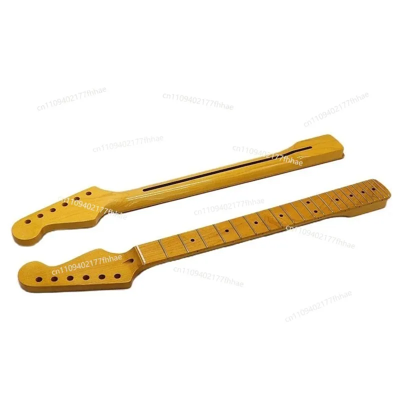 6-string 22-fret Electric Guitar Neck with Maple Bright Small Head Yellow Piano  Musical Instrument DIY Modified Professional