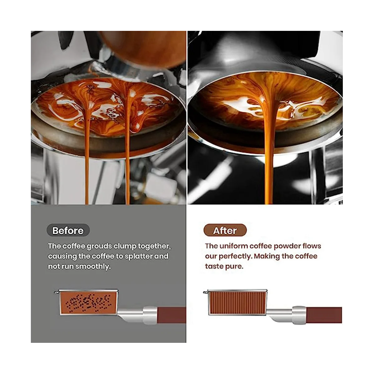 Agitatore per caffè Espresso, strumento per caffè professionale per l'erogazione di Espresso, con filtro da 51mm, Dispenser per aghi con manico