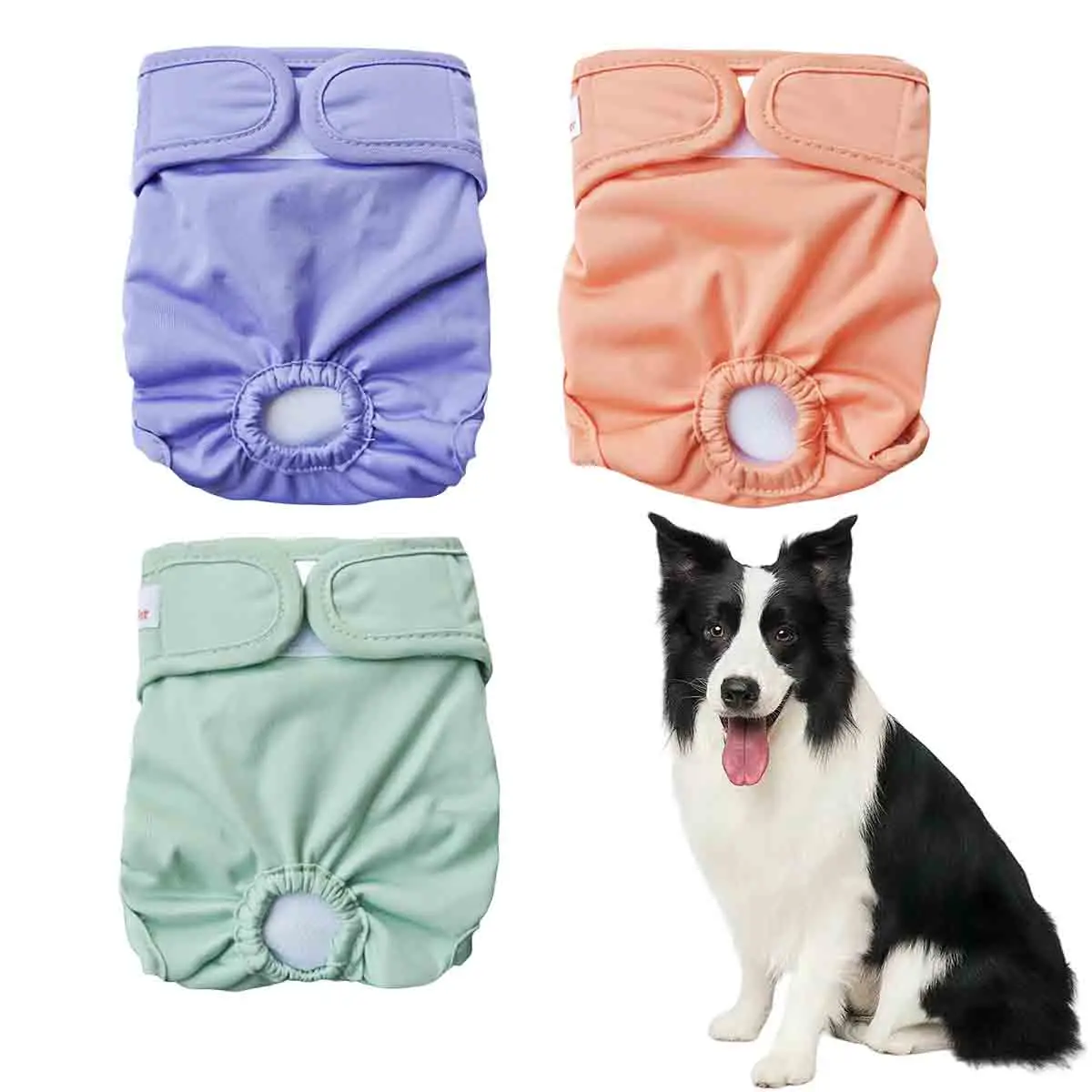 3 Pcs Washable Famale Dog Diaper High Absorbent Leak-Proof Pet Sanitary Shorts Panties Reusable Nappy Belly Band Wrap for Puppy