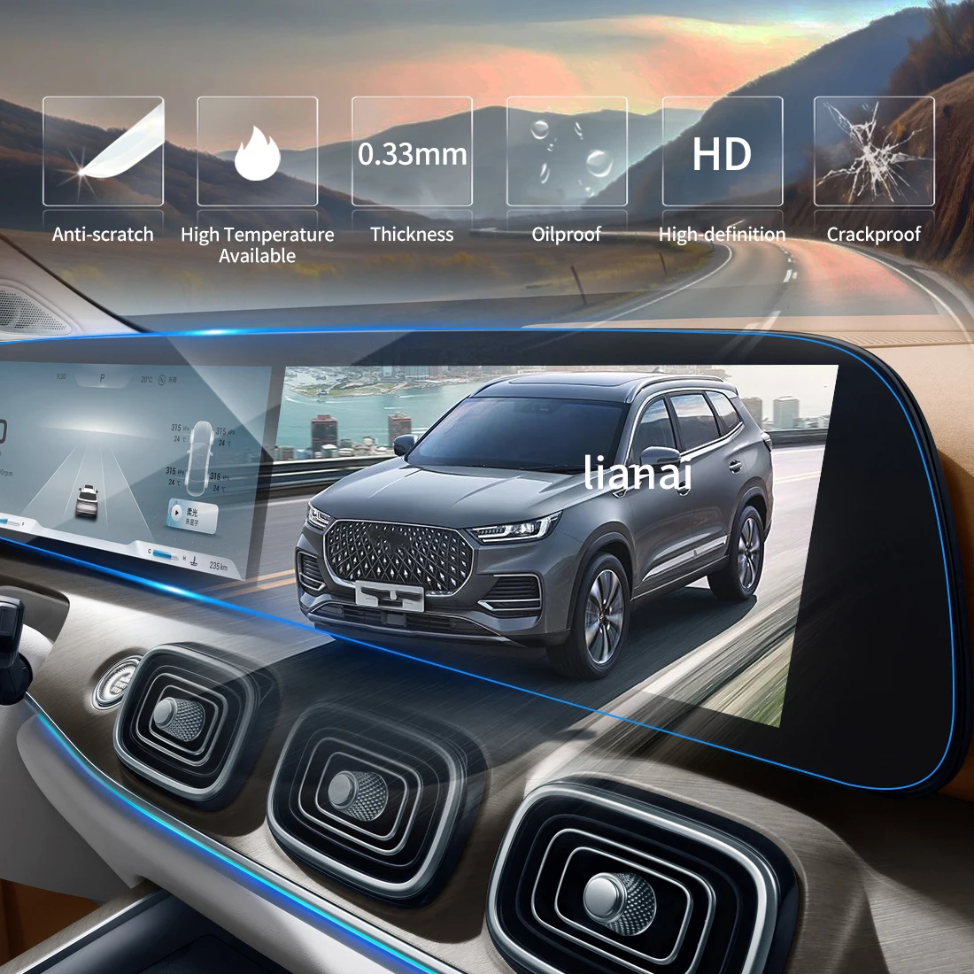 Screen Protector for 26 Chery TIGGO 9 Tempered Glass GPS Video Navigator Car Stickers  Accessories Fingerprintresistant supplies