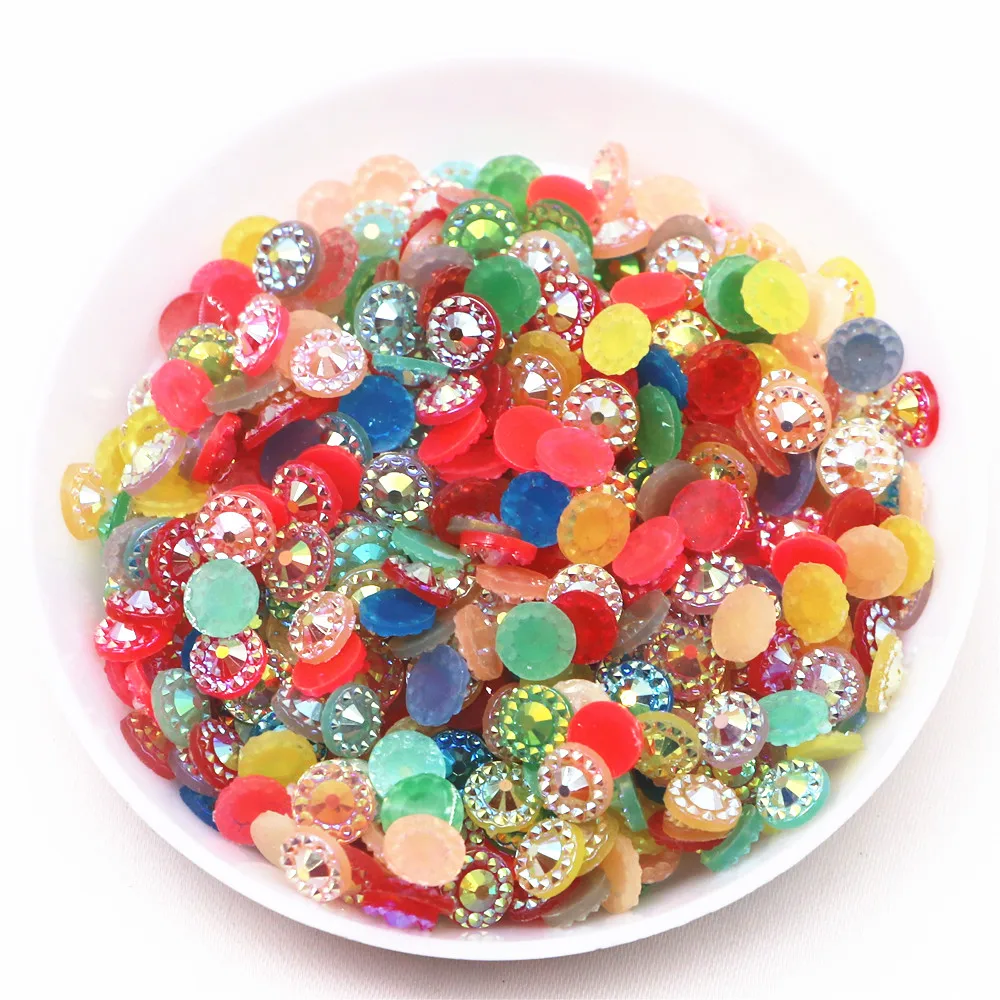 1000PCS 5mm Mix Colors  Bling Resin Rhinestone Round Sunflower Flatback Cabochon Stone DIY Jewelry/Craft Decoration