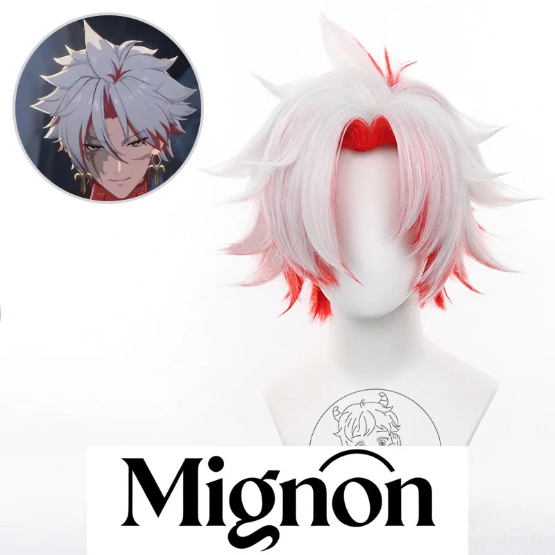 

Парик для косплея Wuthering Waves Scar, перевернутые короткие волосы с полосками, смешанные цвета, точка красоты, подарок на Хэллоуин