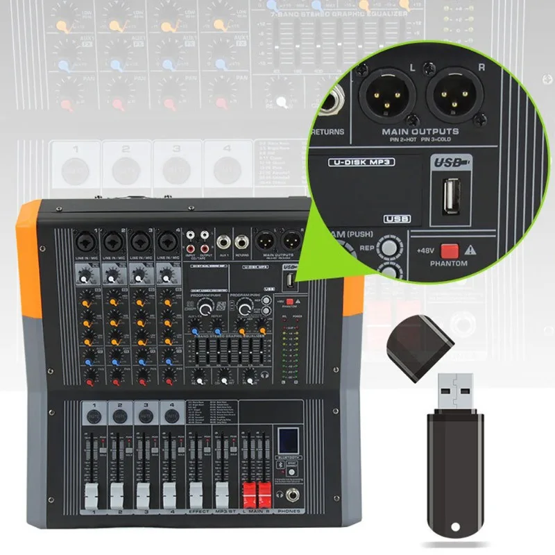 Professional Mixer Amplifier Integrated Machine 99 DSP Digital Reverb Bluetooth USB Play For Stage KTV Wedding