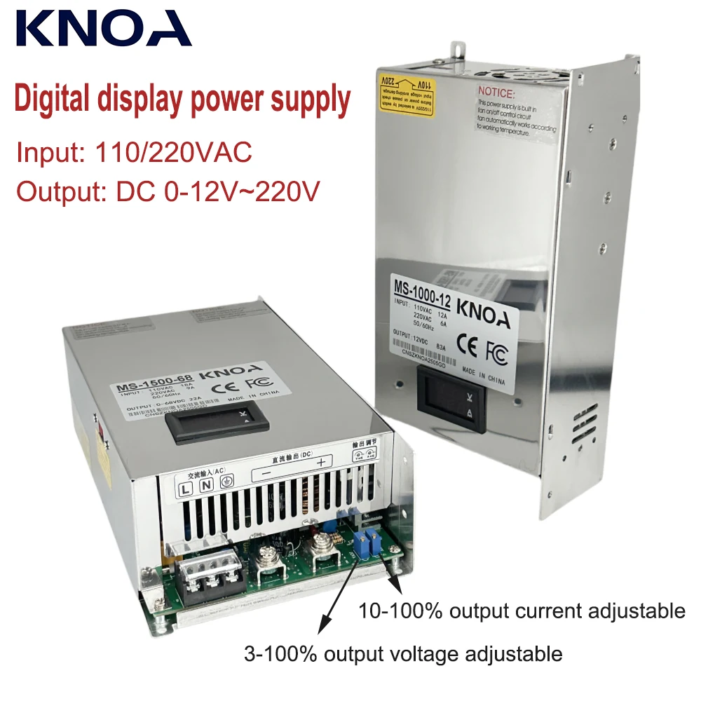 

Digital Display Adiustable Power Supply 500W 600W 1000W 1500W 0-12V 24V 220V AC/DC SMPS CV CC industrial Switching Power Supply