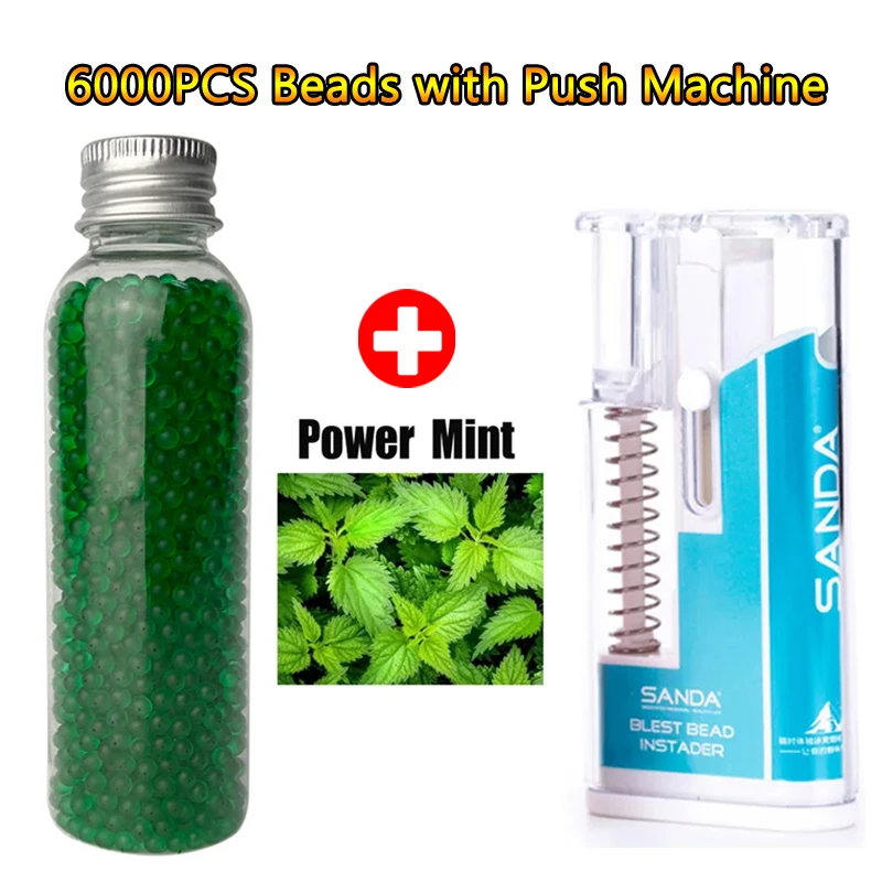 

4A-Bulk Cigarette Flavor Beads 6000Pcs, Fruit & Mint Mix - Complete With Portable Pusher, Perfect Smoking Gift