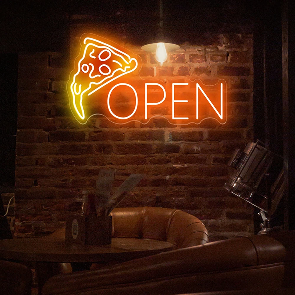 

Pizza Open Neon Sign Restaurant Kitchen Wall Decor Neon Signs Custom Pizza Shop Welcoming Neon Light Sign Storefront Decoration