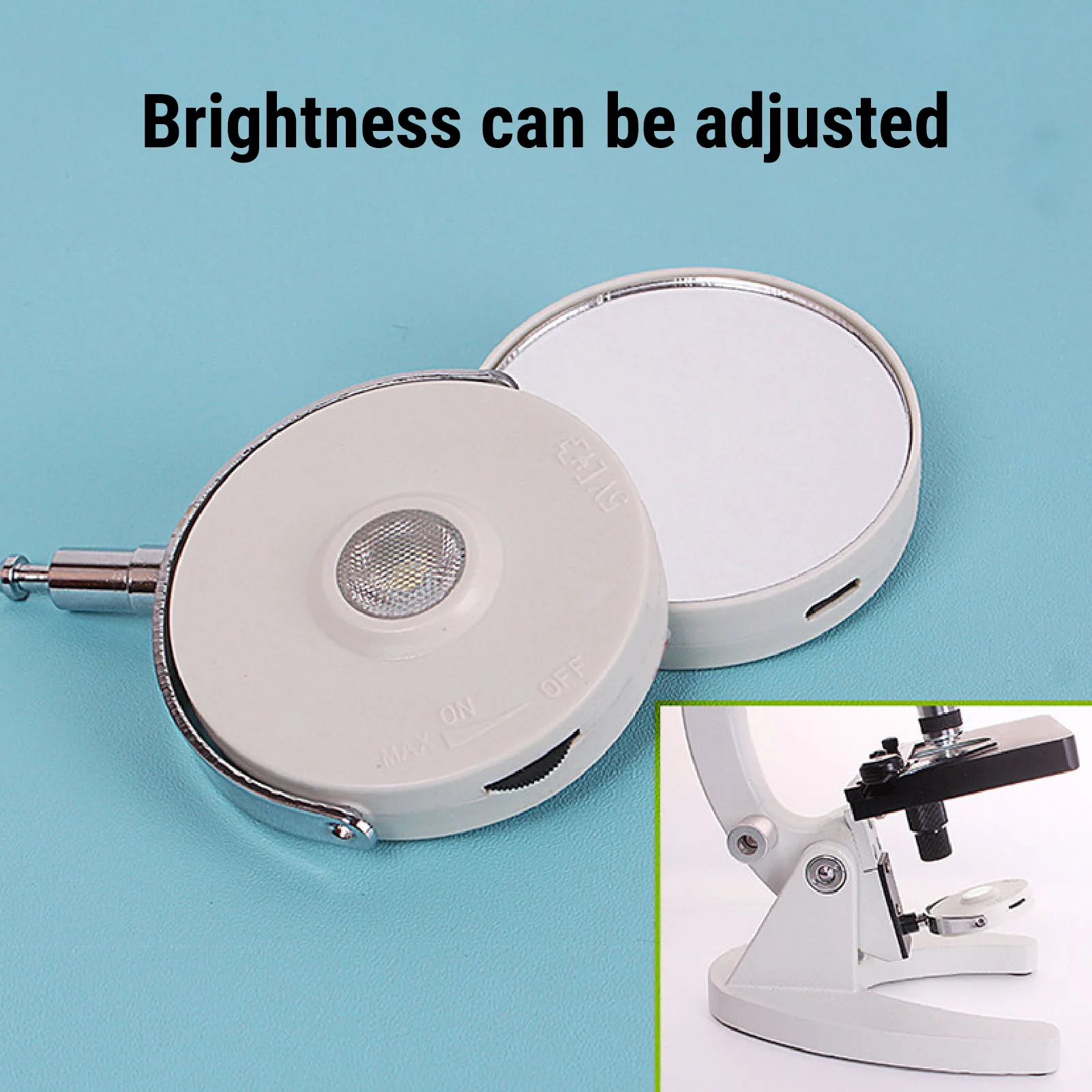 LED Microscope Light Biological Microscope Lamp with Mirror Stepless Dimming for Education Research Microscope LED Light