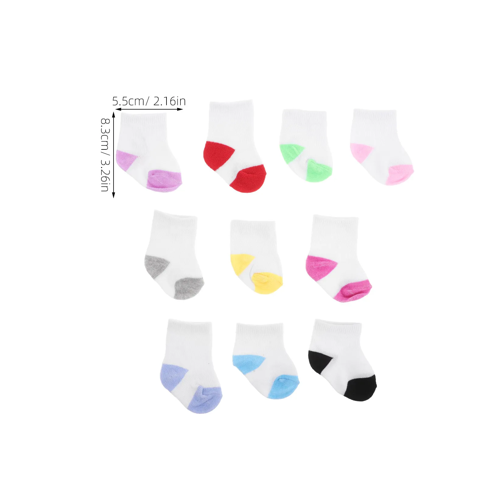 10Pairs Mini Socks Set for 18 Inch Sporty Style Dress Up Costume Accessories Vibrant Patterns Creative Play Roleplay Fun