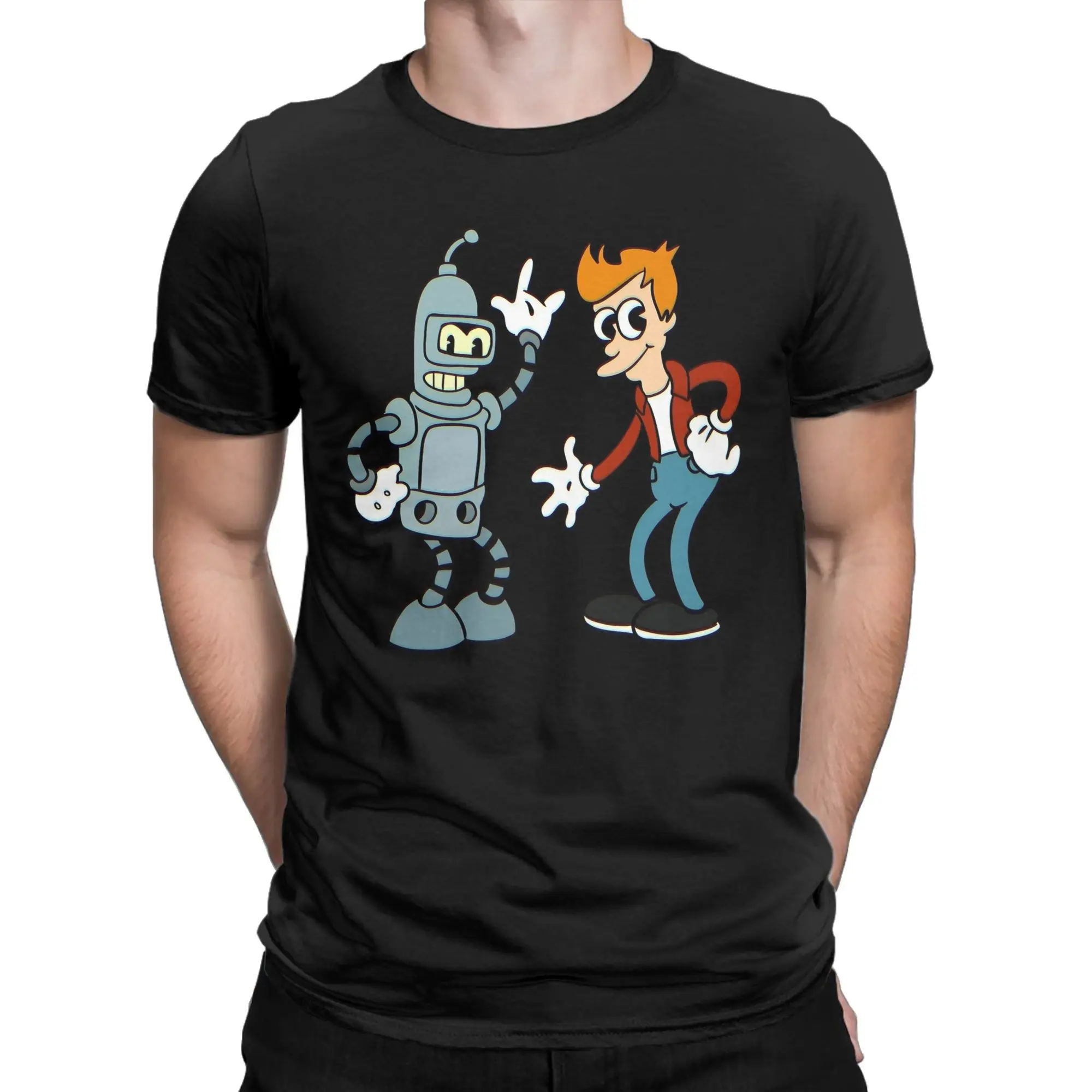 Crazy B-Bender F-Futuramas T-Shirt for Men Round Collar Cotton T Shirts AND FRY  Short Sleeve Tees 6XL Tops