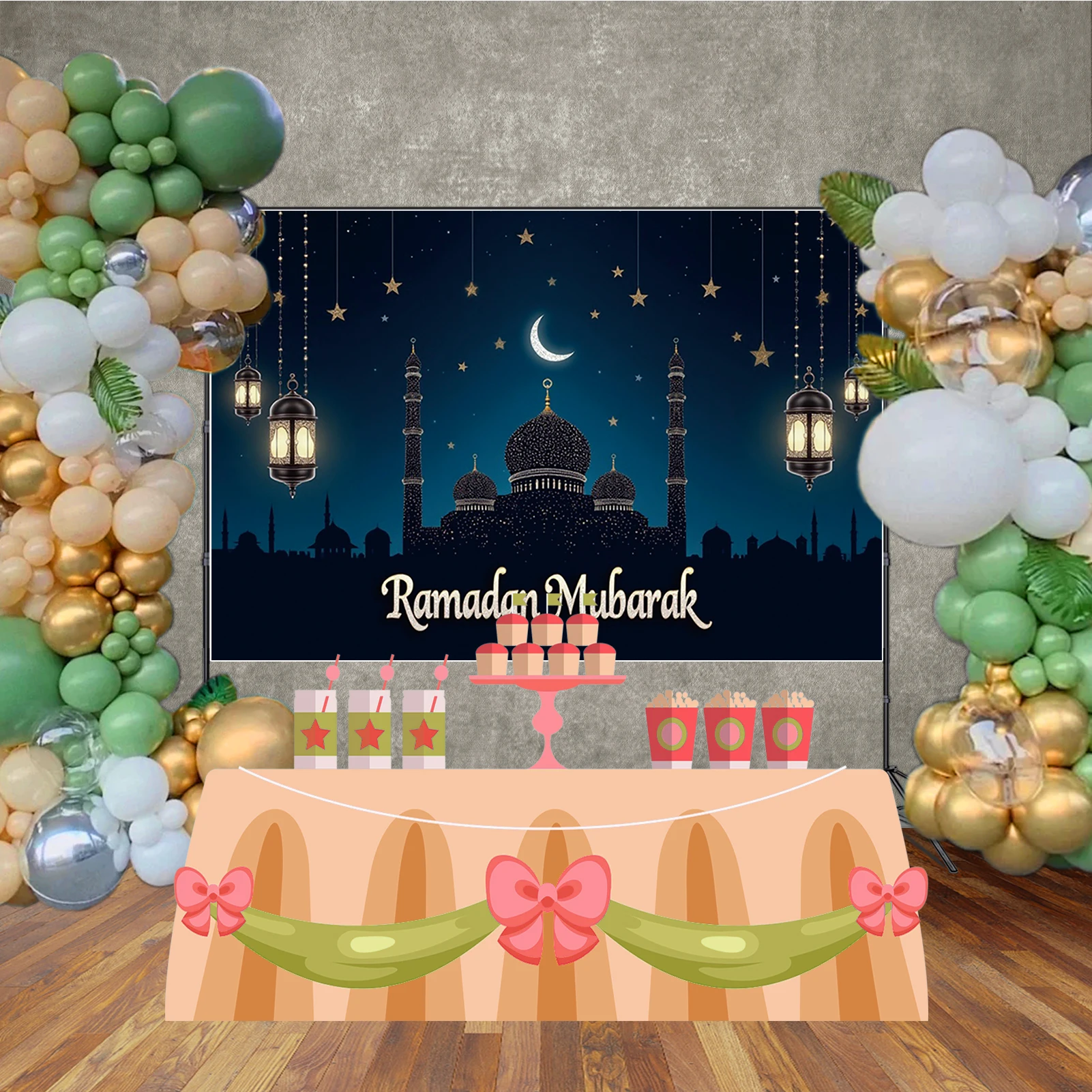 MOON.QG Ид аль-Фитр Рамадан фестиваль фон для фотосъемки Звездная ночь лунный свет фотозона фон вечерние портрет баннер