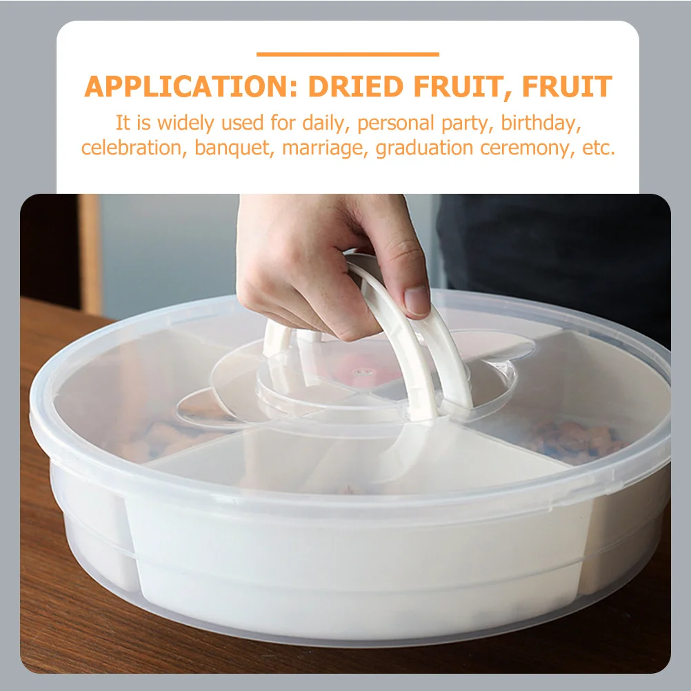 

Multi-Grid Snack Storage Tray Dry Fruit Box with Lid for Daily Use Party Celebration Divided Serving Dish Snack Tray