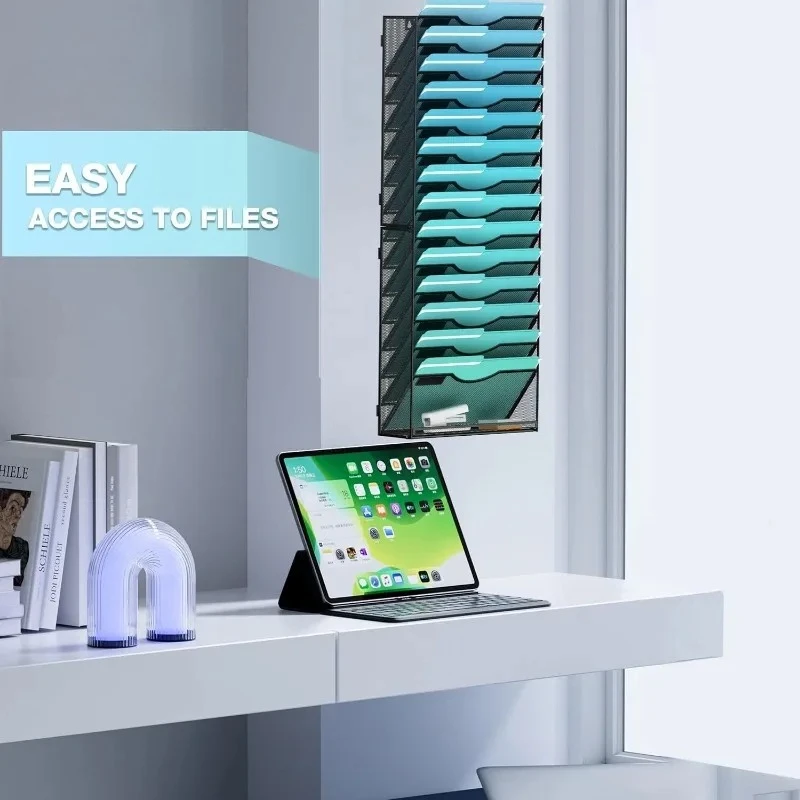 

Быстрая доставка, 15-уровневый настенный органайзер для файлов, подвесной настенный держатель для файлов, настенная бумажная папка, органайзер для документов, почты