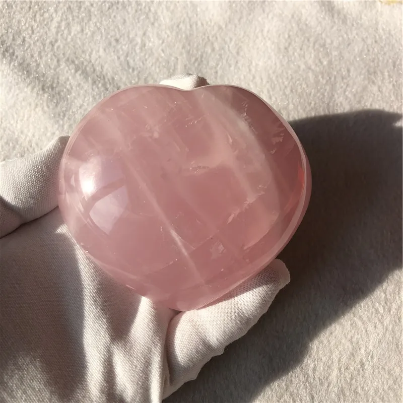 

430g Rainbow Natural Rose Quartz Crystal Love Heart Stone Crystal Healing With Star Light