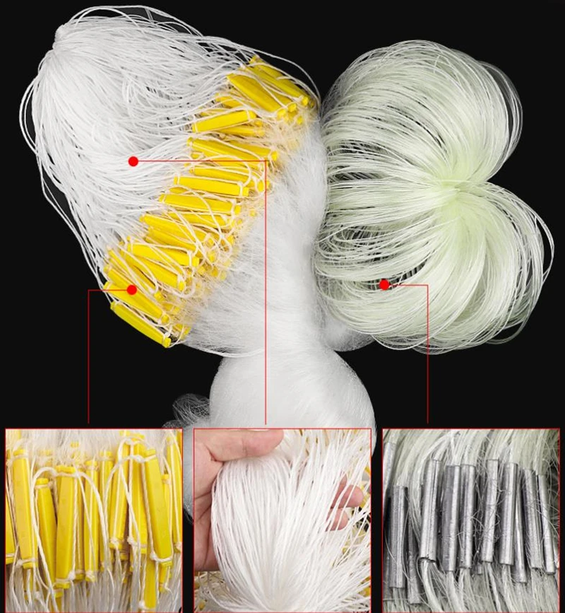Three Layer Nylon Adhesive Net Yellow Silk Floating Net Weighted Fishing Gear Fishing Wire Mesh