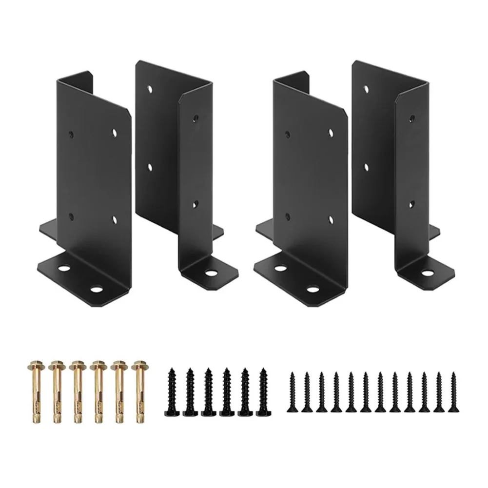 Deck Support Bracket As Shown Adjustable Post Base 4 Pieces Easy Installation Pre-drilled Holes For Decking For Mailboxes