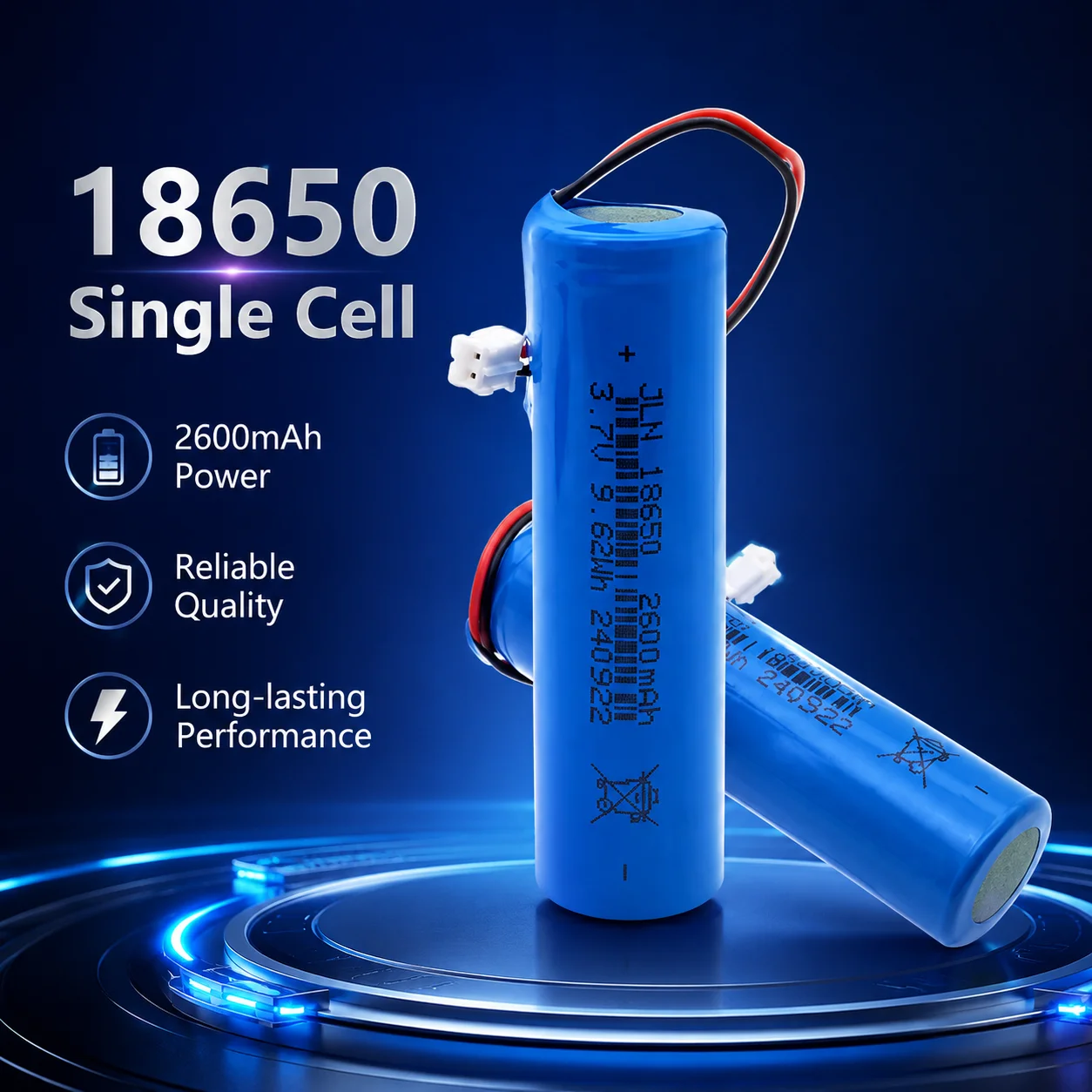 18650 3.7V 2600mAh High Capacity Rechargeable Lithium Battery for Handheld Fan Flashlight Speaker Massager Replacement Cell