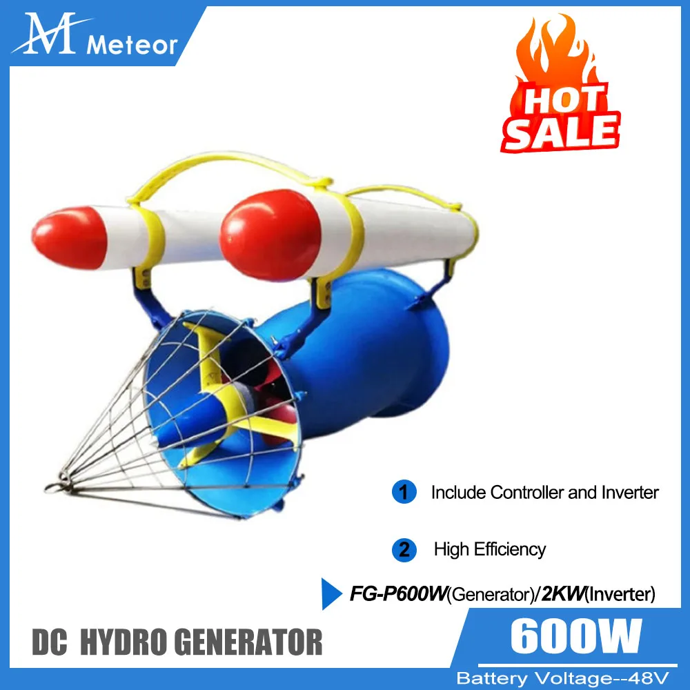Mikro-Alternative Energiegeneratoren - Wasserturbinen-Generatoren 0,6kW für 220V/110V Haushaltsgeräte mit 2000W Wechselrichter-Ausgang
