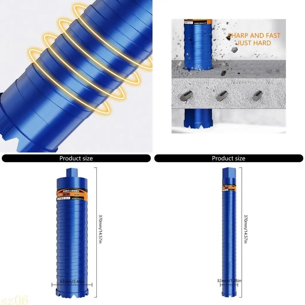 

Q2Q4 Diamonds Bit Bit для кладки и бетон 370 мм 32-63 мм открытие для резьбы.