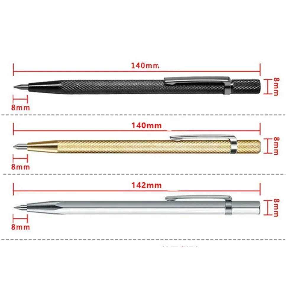 3pcs Carbide Tip Scriber Pen Marking Engraving Pen For Metal Plate Glass Wood Ceramic Diamond Marking Pens Workshop Hand Tools
