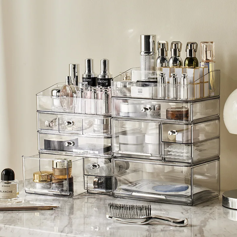 Makeup Storage Box Cosmetic Organizer Box Large Capacity Dustproof Desktop Drawer Make Up Drawer Jewelry Lipstick Rack Container