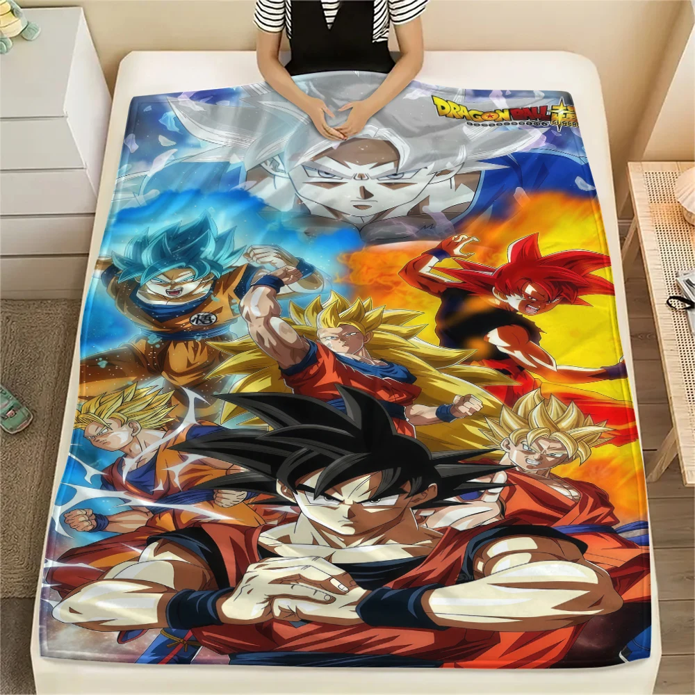 Dragon Ball Super Print Flannel Blanket, Warm for Sofa Bed Chair Picnic Travel, Bedroom Decorative Throw -HE7