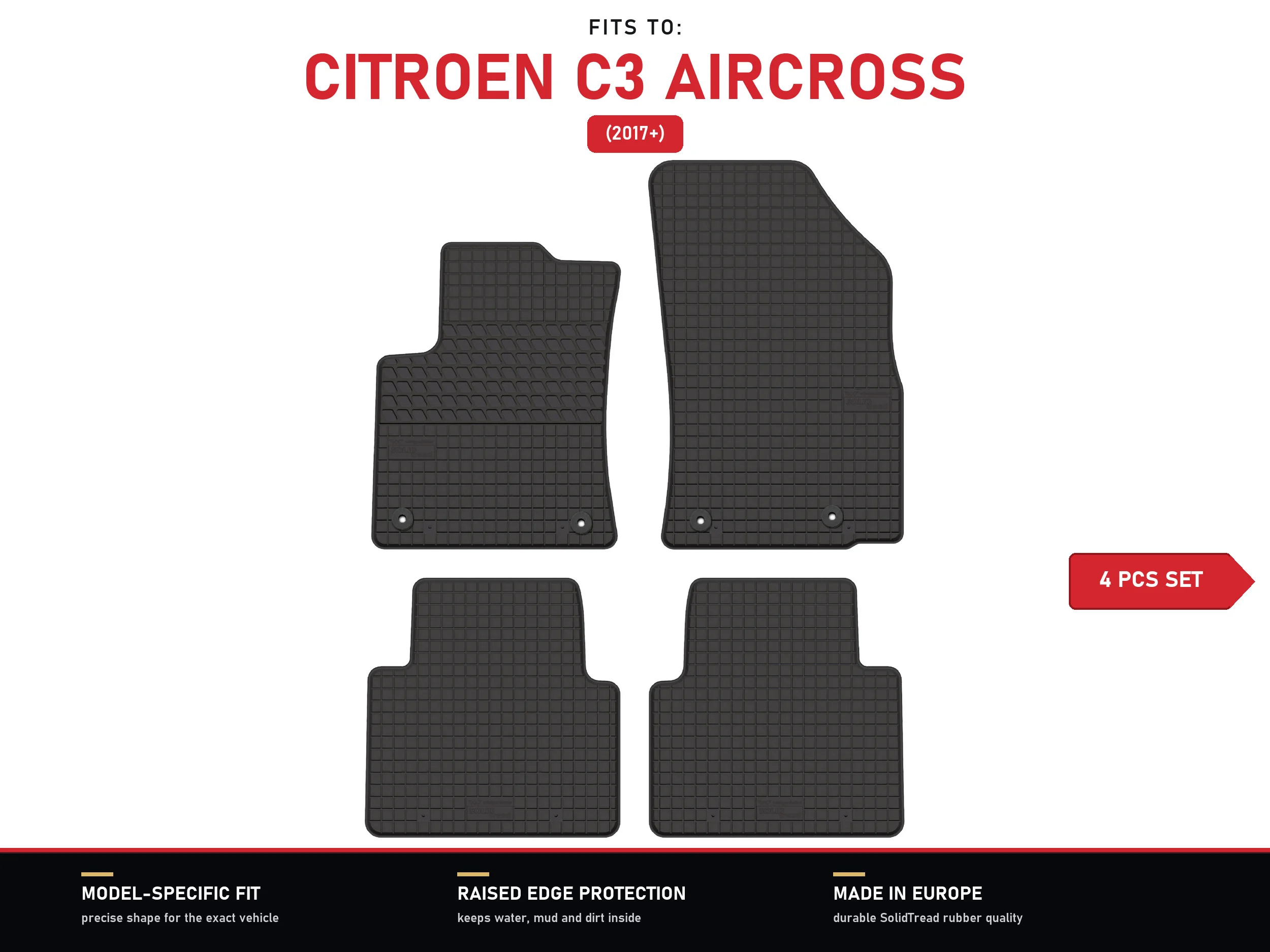 Rubberen matten voor: Citroen C3 Aircross 2017- 4 stuks