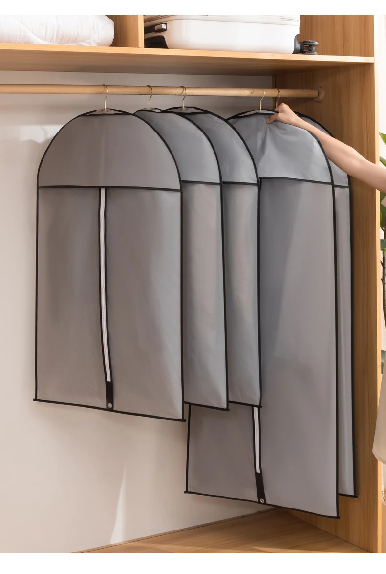 Silver Gray Hanging Garment Bags Piece Set - Dustproof Suit Cover Bags for Closet Storage，Clothes Protectors Bag with zipper