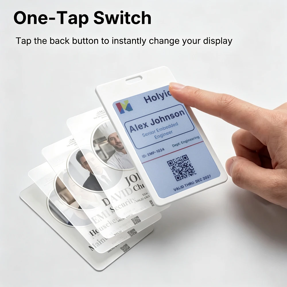 3.7 Inch 6-Color Smart E-Ink Badge Wireless Rechargeable Digital E-Paper Display Label APP Editable for Office Staff Expo Event