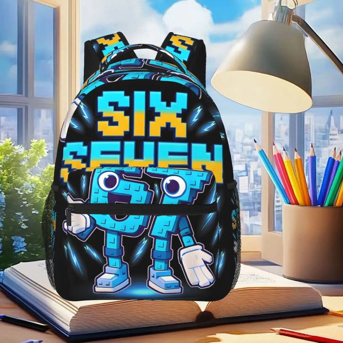 Number 67 Building Blocks Print Backpack Student Boys Girls BookBag Kids School Bag Computer Shoulder Bags for Men Women