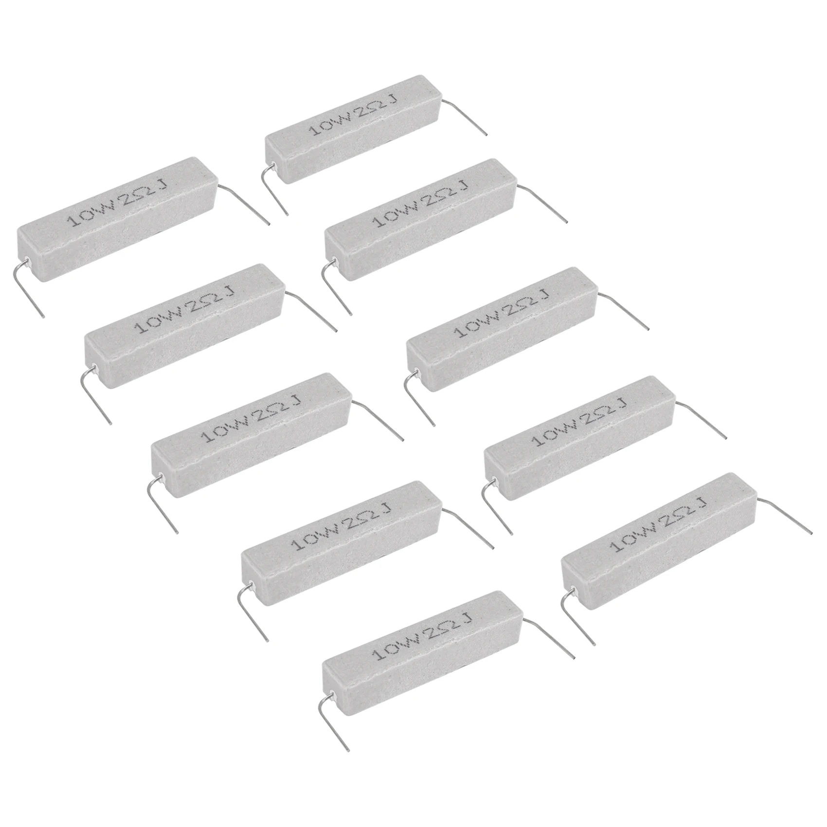 N10R-10 Pcs Wire Wound Cement Resistor 2 Ohm 10W Watt