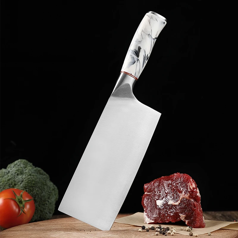 TJ POP Chinese 8 Inch Chopping Cleaver Knife 9CR18MOV Stainless Steel ABS Handle Sharp Meat Slicing Boning Chef Kitchen Knife