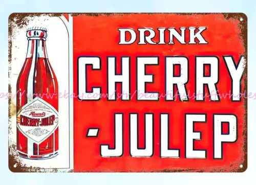 bathroom wall hangings Cherry-Julep drink metal tin sign