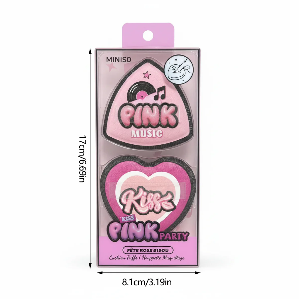 MINISO – bouffantes de poudre de barbe à papa rose, série Party, 2 paquets, faciles à appliquer, s'adapte au maquillage du bas et ne mouche pas de poudre