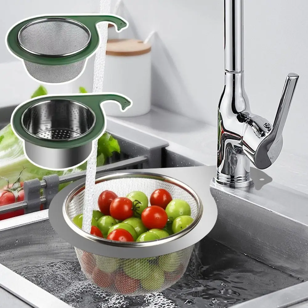 Dry And Wet Separation Sink Drain Basket Stainless Steel Kitchen Basin Organizer Filter Storage Shelf Swan Shape