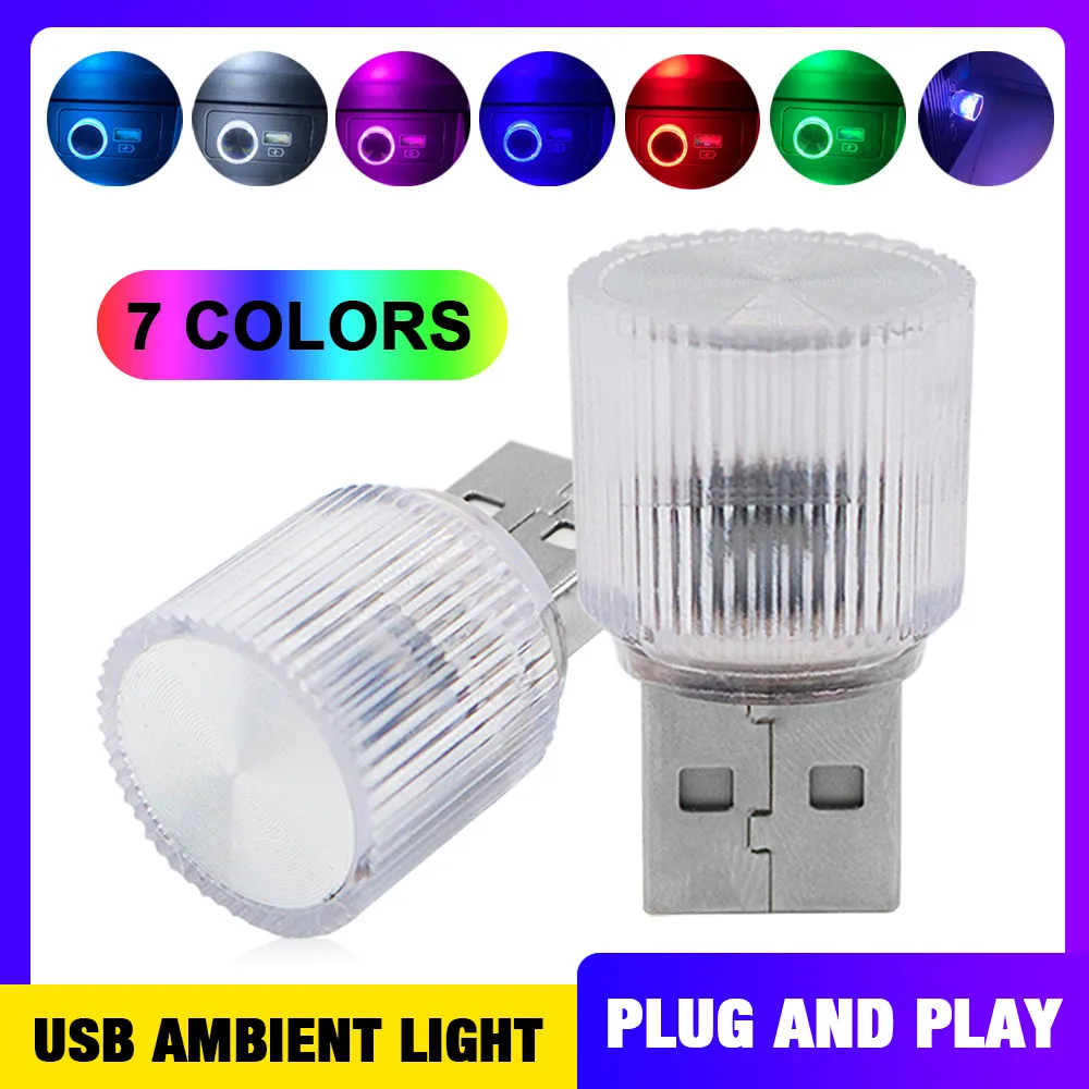 YSY 1pc Mini USB LED Light RGB Car LED Interior Lighting DC 5V Smart USB LED Atmosphere Light Home Office Decoration Night Lamp