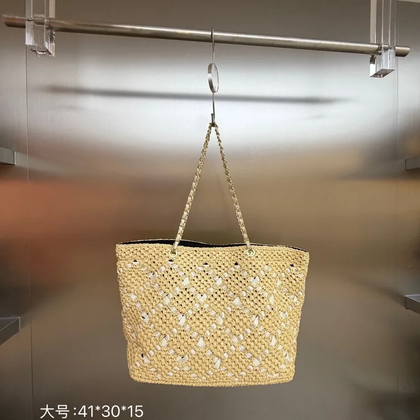 Beach Straw Tote Bags For Women Luxury Designer Handbags And Purses 2026 New In Grass Handwoven Large capacity Underarm Shoulder