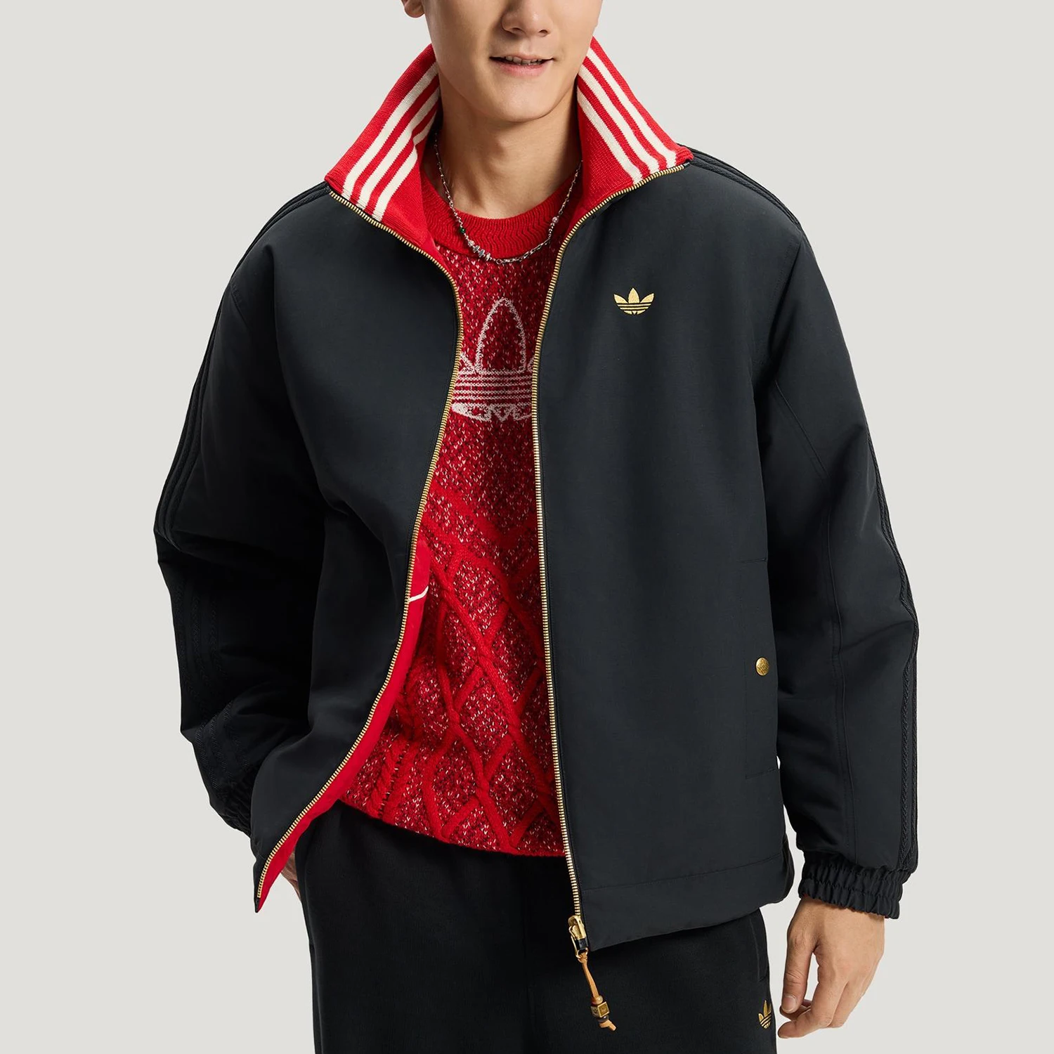 Adidas genuine clover men's New Year's warm double-sided cotton jacket KT0639