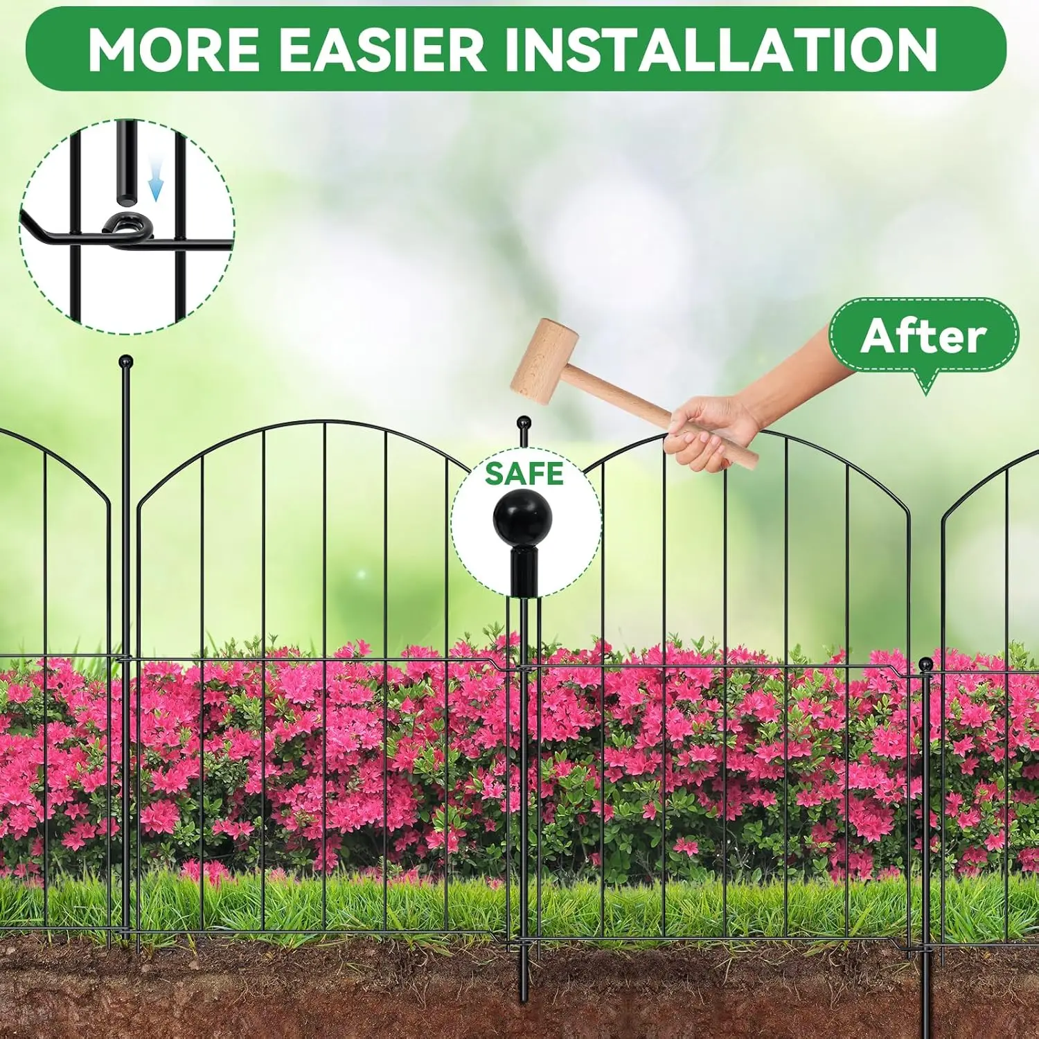 25pcs Garden Fence 17inx11.4in Decorative Fence Arched Fence -Easy to Disassemble Install No Dig Metal Border for Flower Bed