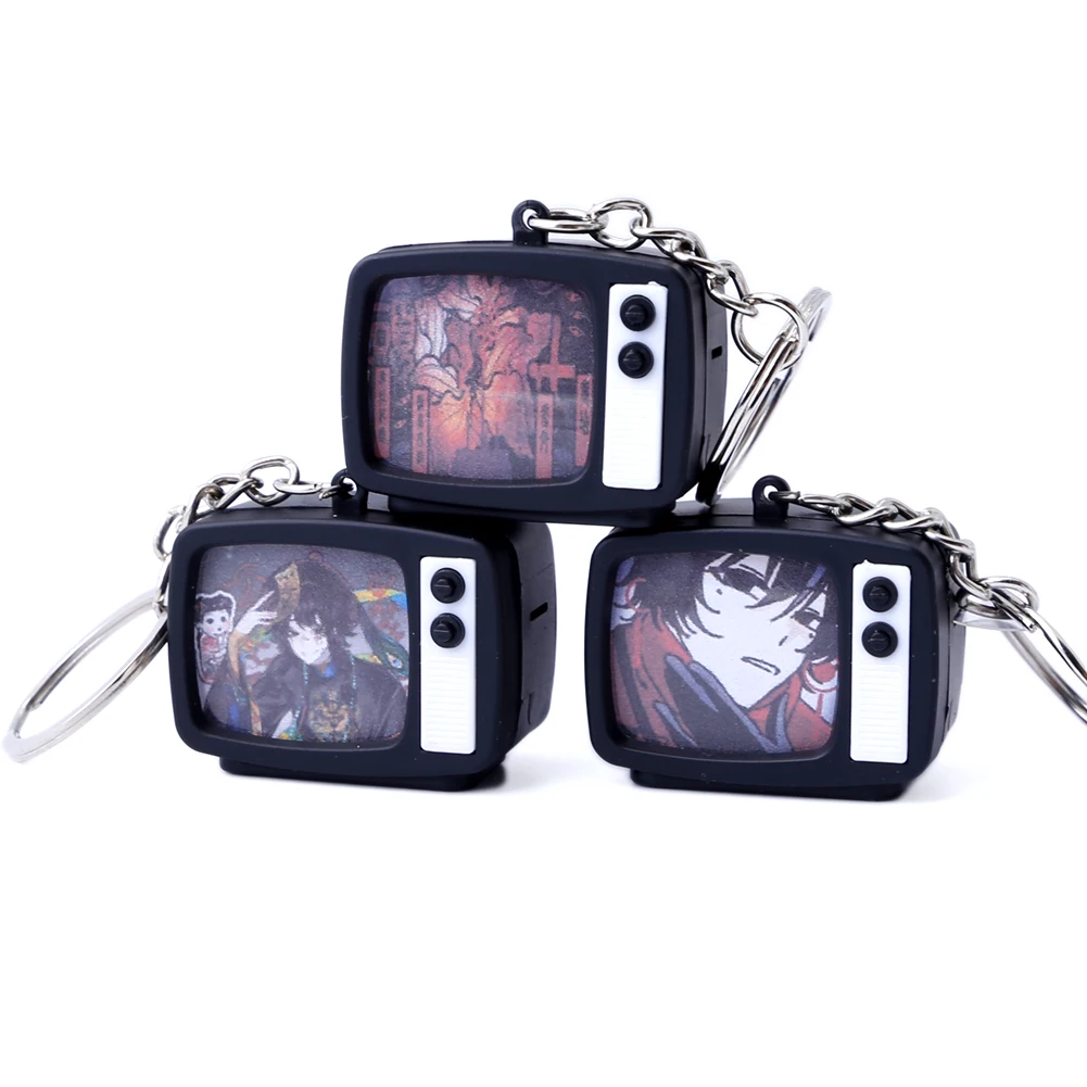 Horror Anime Theme Tv Keychain Pressing Glowing Screen Flashing Customizable Pattern Pendant Bag Charm Car Key Chain Wholesale