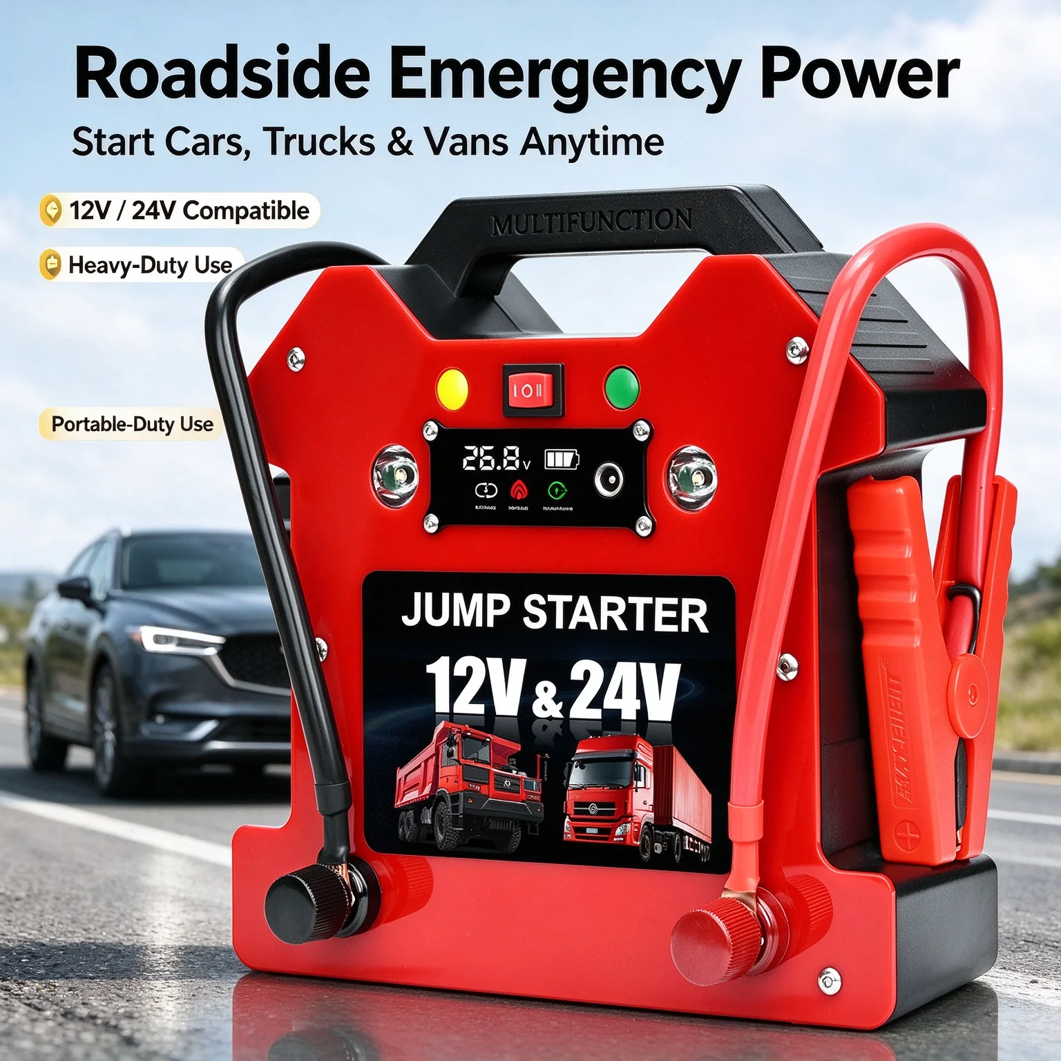 อุปกรณ์สตาร์ทรถบรรทุกสำหรับใช้ - Car Jump Starter 12V 24V Truck บทวิจารณ์และราคา