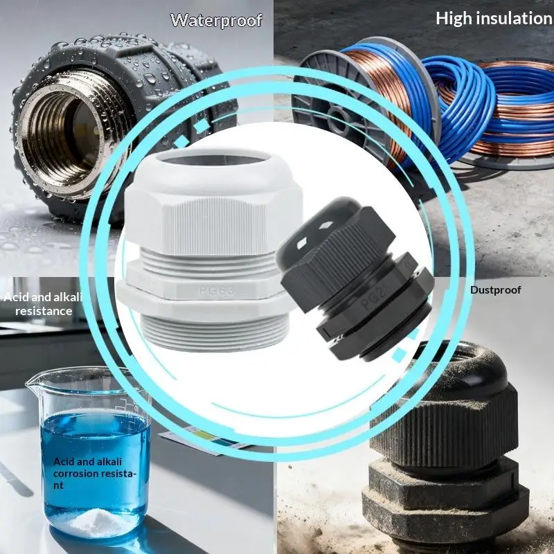 10PCS Waterproof Cable Gland PG7 PG9 Black White Plastic Seal Joint Nylon IP68 Cable Fixing Nylon Connector For Electrica Wire