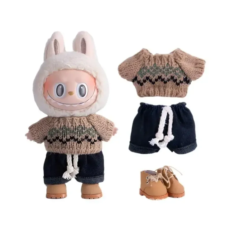 Mini Plush Doll'S Clothes Outfit Accessories For Korea Kpop Exo 15-17cm Labubu Idol V1 V2 Sweater Jeans Set Clothing Gift