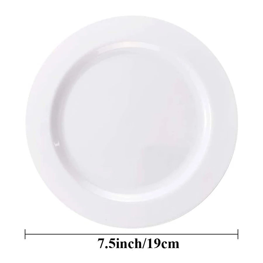 50/25Pcs Disposable White Plastic Plates -7.5 Inch Heavy Duty Plastic Appetizer Salad Dessert Plates for Wedding and Party
