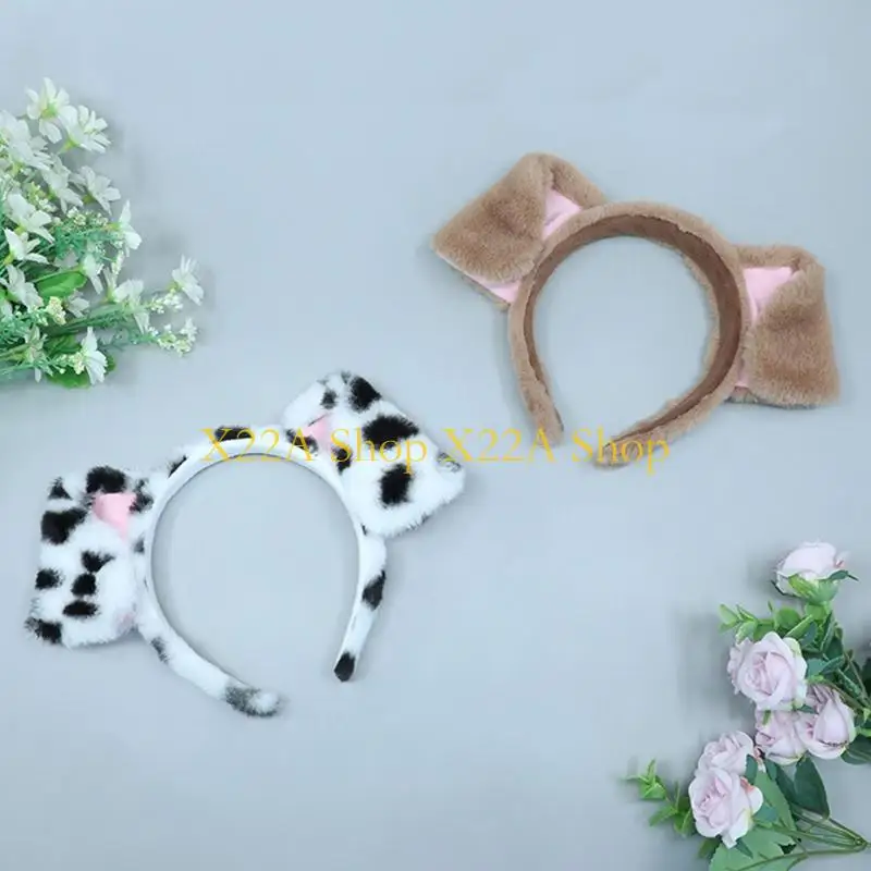 

Unique Plush Simulation Animal Hair Hoop Furry Animal Dog Ears Headband for Women Girls